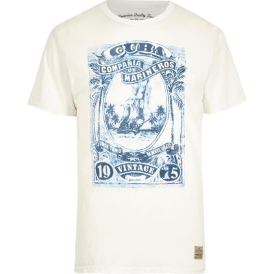 White Jack & Jones Vintage print crew T-shirt